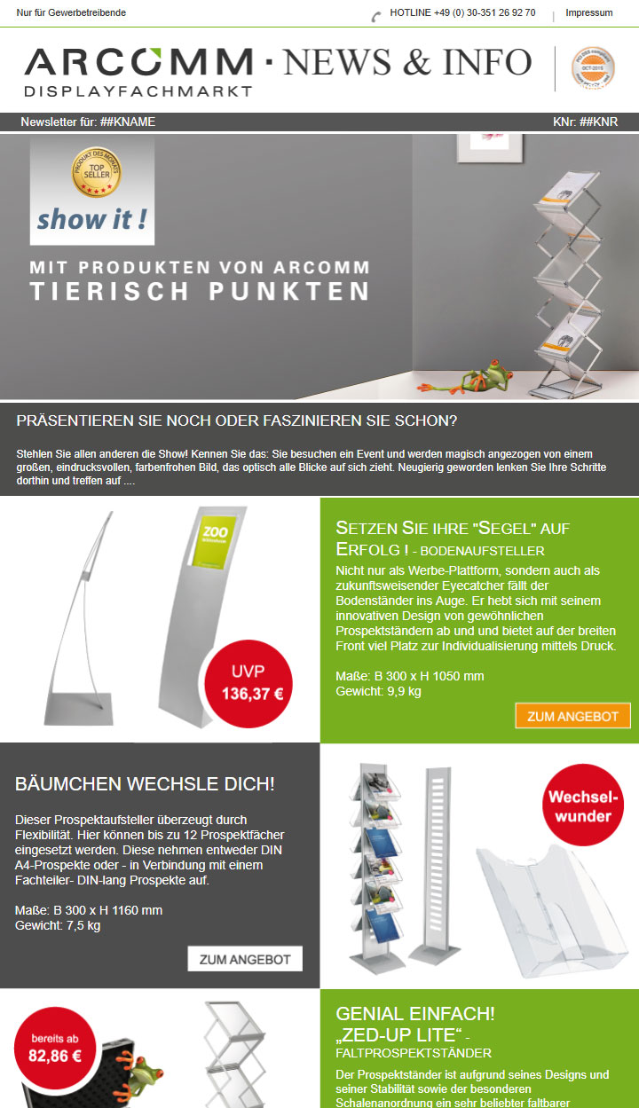 Vorschau Newsletter Prospektstnder