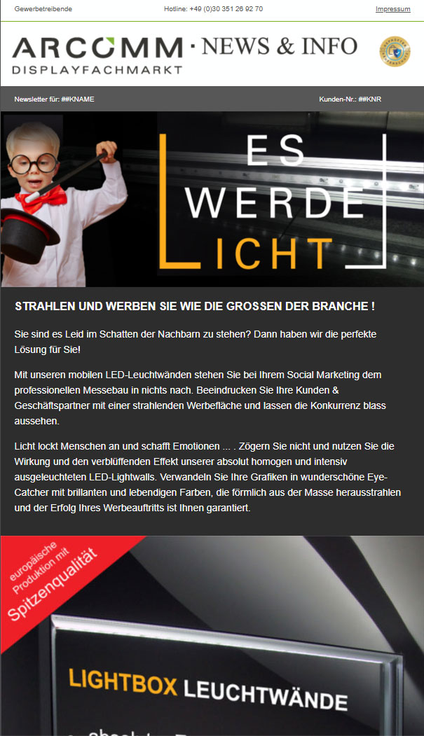 Vorschau Newsletter LED-Messewnde