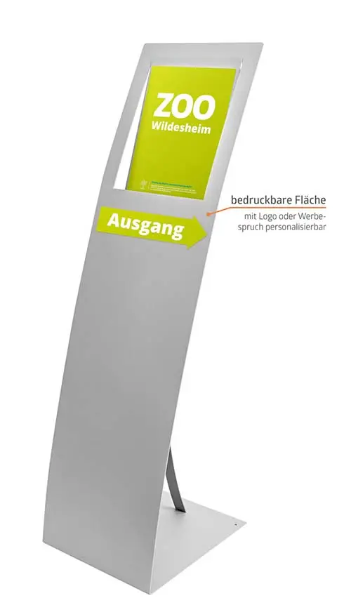 Bodenaufsteller "Segel" mit Prospektfach A4