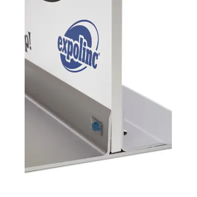Detailansicht Plattenhalter Panel Base DESIGN mit eingespannter Leichtschaumplatte. (Plattenhalter "Panel Base DESIGN" )