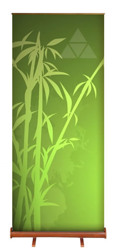 Greenline-RollUp "Bambus rund 2"  mit Bedruckung (greenline)