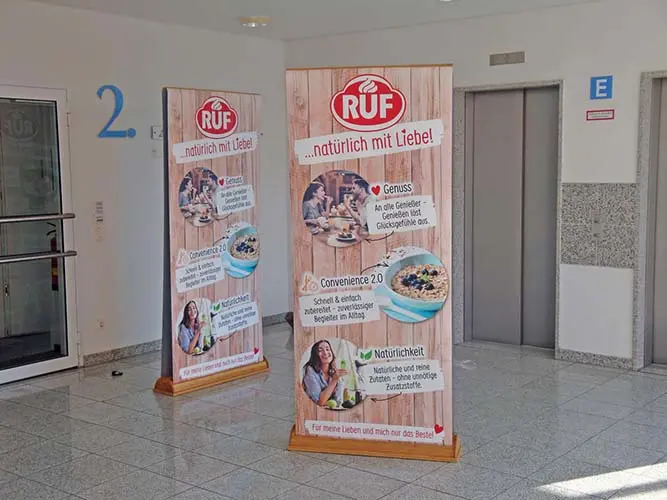 Greenline-RollUp "Bambus oval Double"  mit Bedruckung