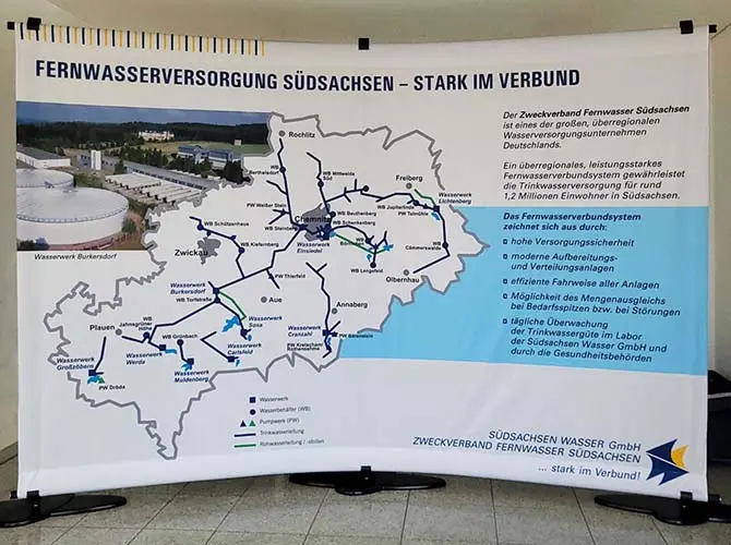 Frontansucht der hochwertigen Messewand (Bannerdisplay-Wandsystem "Stage")