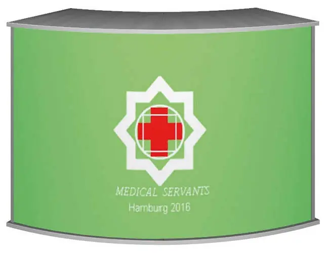 Modulare Messetheke "MM gebogen" inkl. Druck (Theken und Counter)