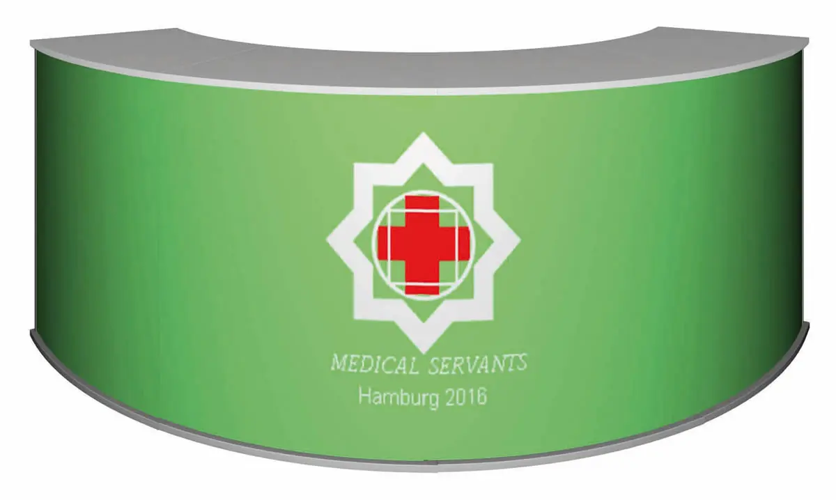 Modulare Messetheke "MM gebogen" inkl. Druck