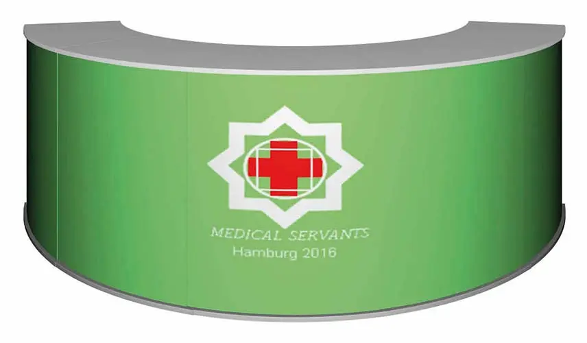 Modulare Messetheke "MM gebogen" inkl. Druck (Theken und Counter)