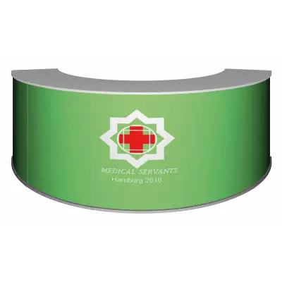 Modulare Messetheke "MM gebogen" inkl. Druck (Theken und Counter)