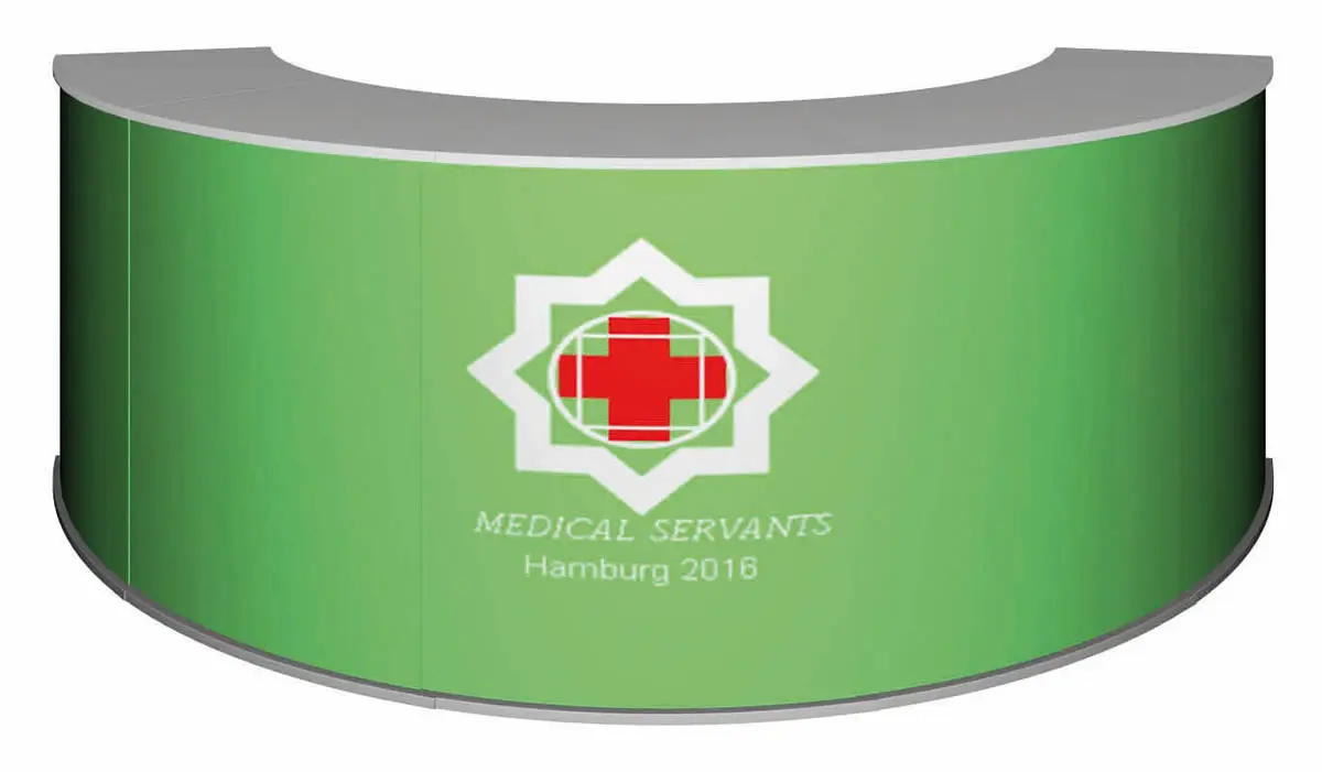Modulare Messetheke "MM gebogen" inkl. Druck