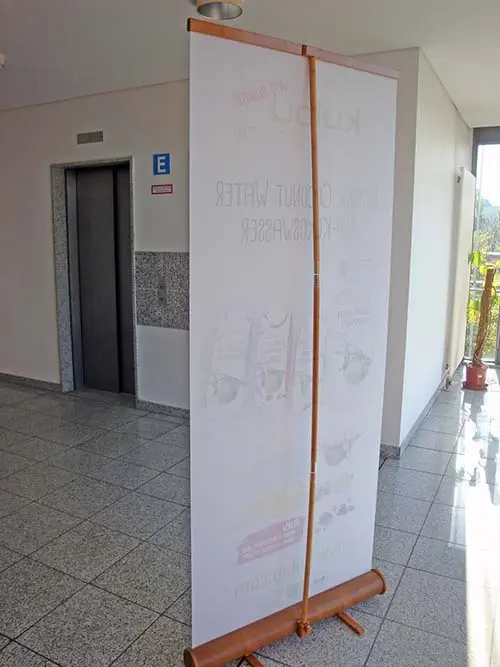 Greenline-RollUp "Bambus rund 2" mit Bedruckung