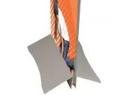 Seitenansicht vom Plattenhalter New Wedge mit eingespannter Leichtschaumplatte. | (Plattenhalter "New Wedge")